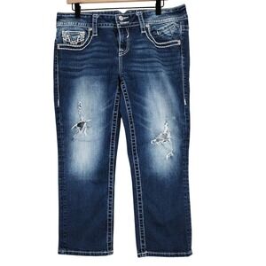 VIGOSS Women's The Chelsea Capri Jeans Distressed Blue Size 11‎ 12